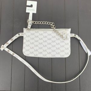 (SOLD) NWT white monogram MICHAEL kors fanny pack